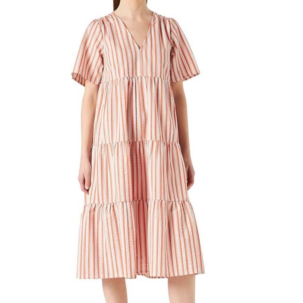 Take Two size EU 42 or US 10 seersucker tiered 100% cotton made in turkey dress